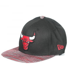 Bone Chicago Bulls New Era 9Fifty aba reta preto Bone Chicago Bulls New Era 9Fifty aba reta preto
